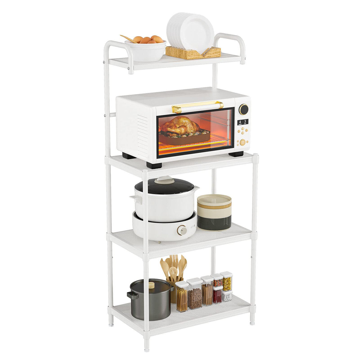 Giantex 4-Tier Microwave Oven Stand Storage, Floor Standing Kitchen Baker’s Rack