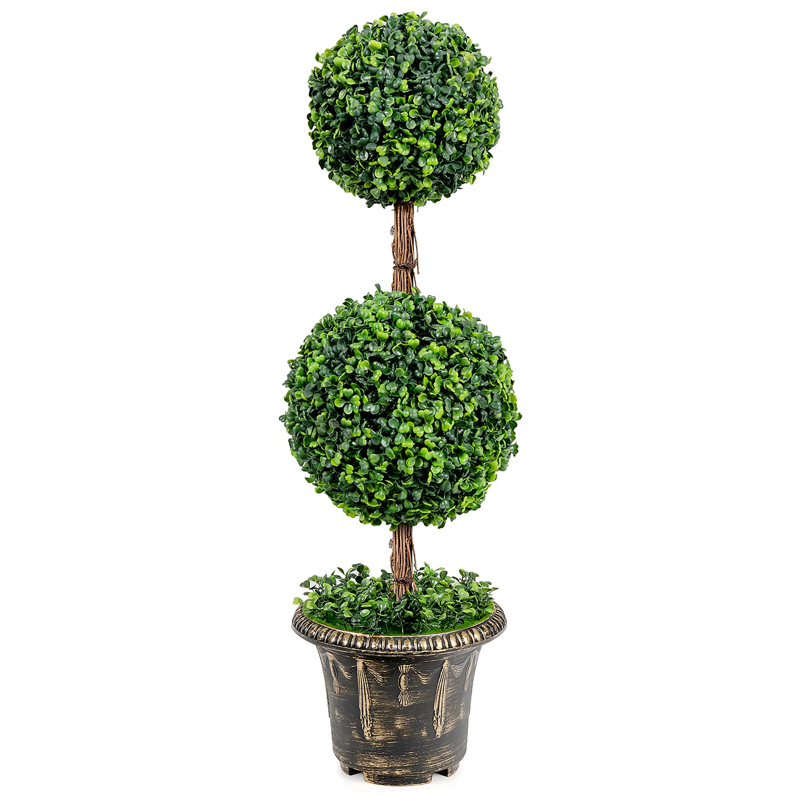 Giantex Topiary Artificial Tree, 90cm Double Ball Tree, UV & Water Protection, Indoor & Outdoor Use