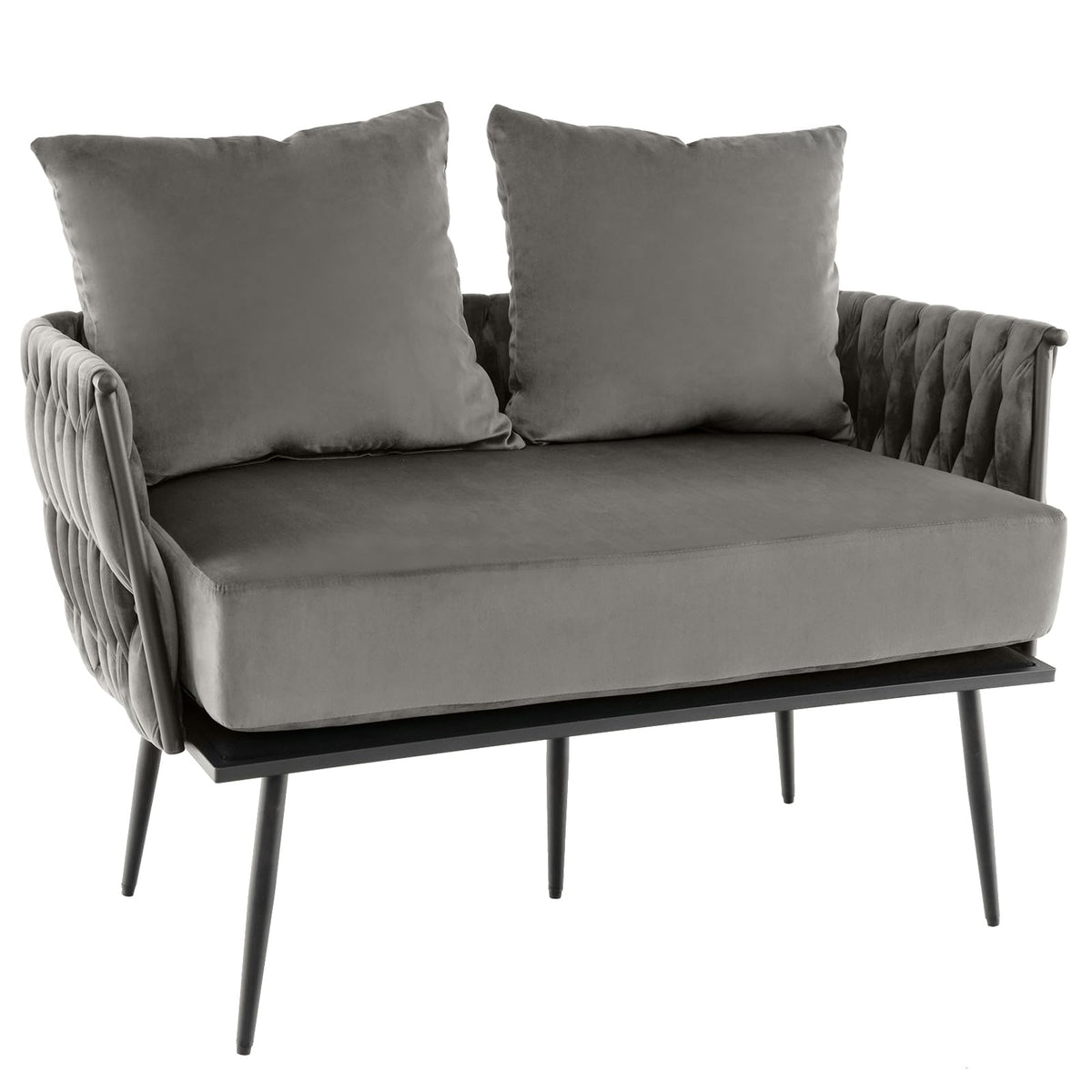 Giantex Modern Loveseat Sofa, Upholstered Dutch Velvet Sofa Couch