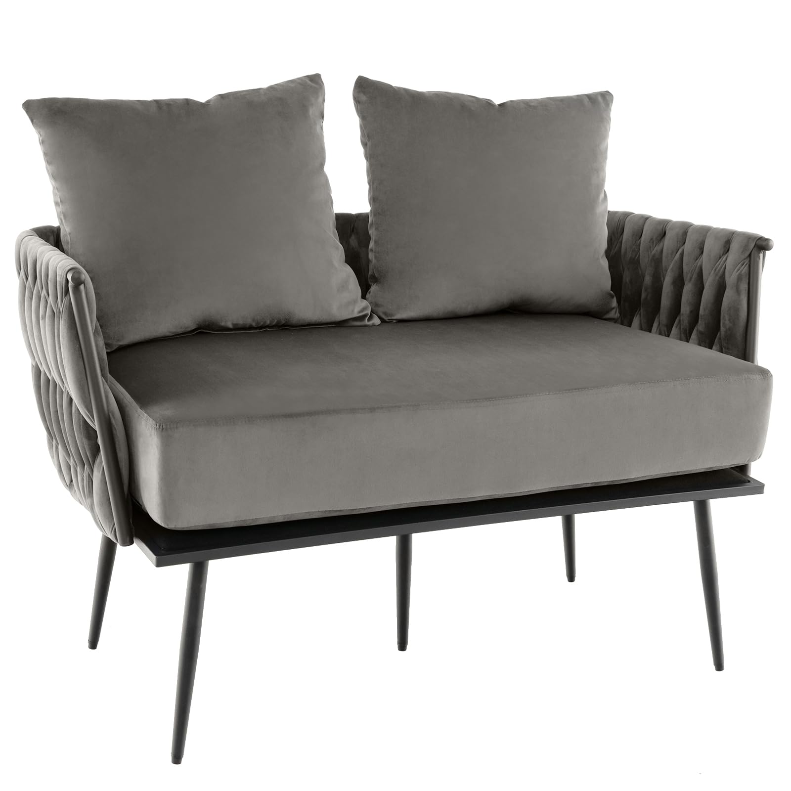 Giantex Modern Loveseat Sofa, Upholstered Dutch Velvet Sofa Couch