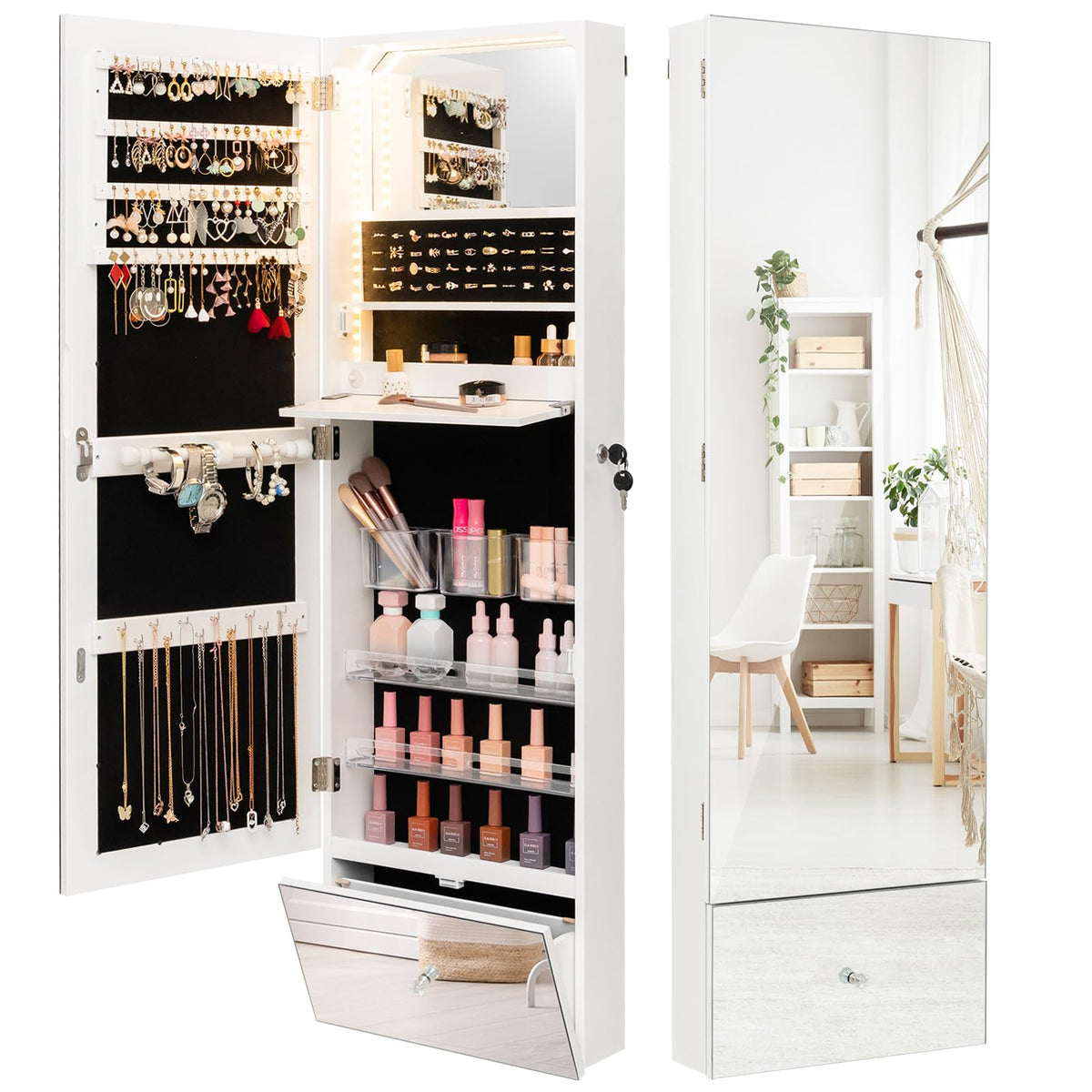Giantex 120cm LED Jewelry Mirror Cabinet