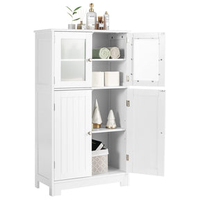 Giantex Bathroom Storage Cabinet, Kitchen Pantry Cabinet w/Tempered Glass Doors & Adjustable Shelf, White