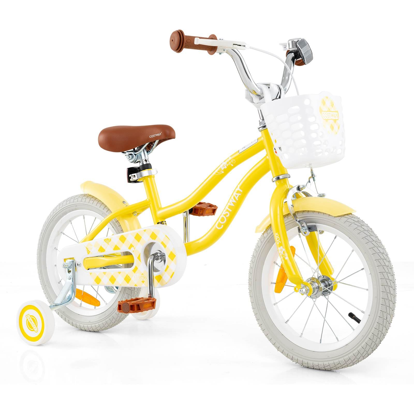 HONEY JOY Kids Bike, 14 Inch Boys Girls Bike for 3-8 Years w/Training Wheels, Adjustable Handlebar & Seat