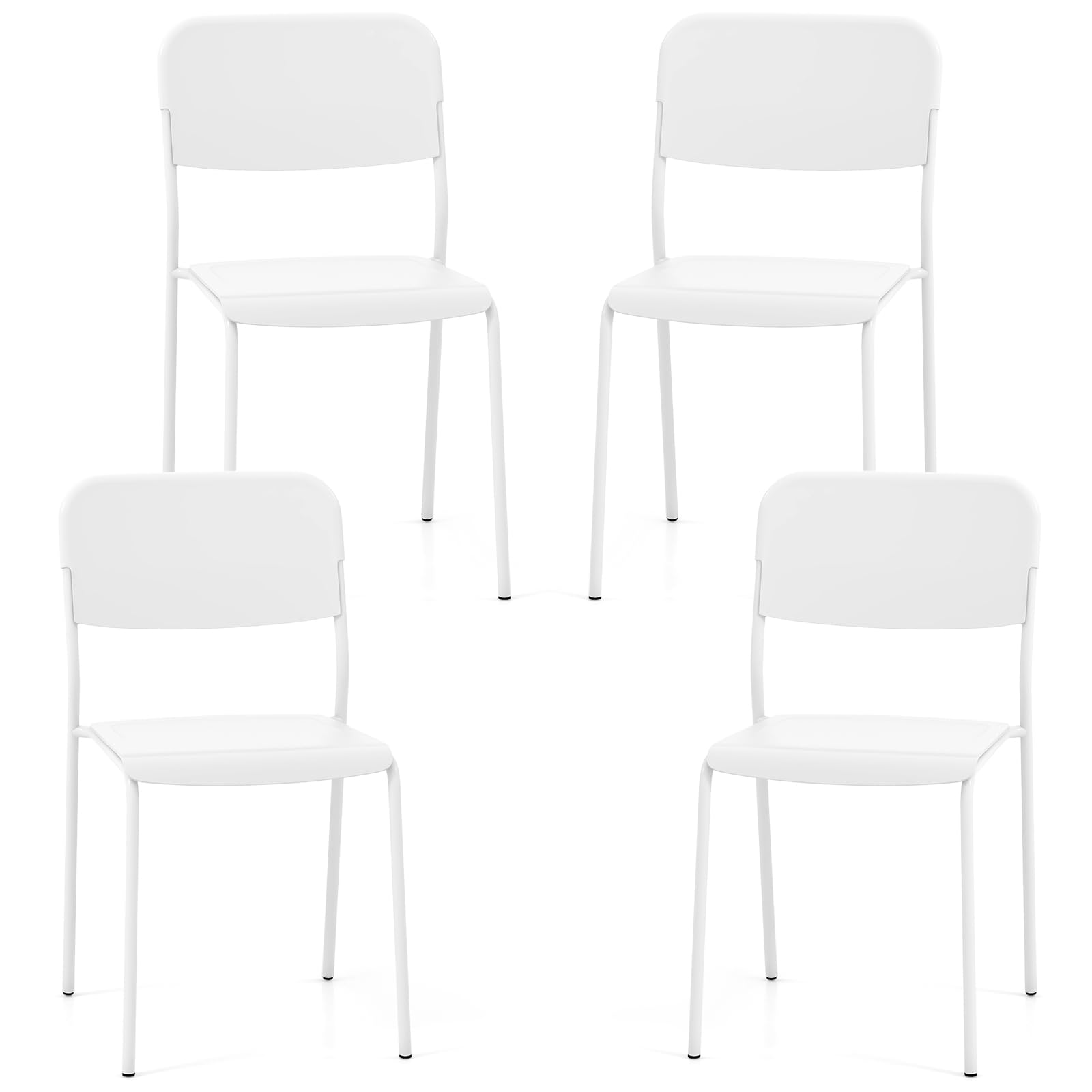 Giantex Modern Dining Chairs Set of 4, Stackable Kitchen Chairs w/Tilted Backrest & Sturdy Metal Legs