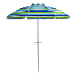 198cm Beach Umbrella w/Sand Anchor, Outdoor Patio Umbrella w/Push Button Tilt & UPF 50+ Protection