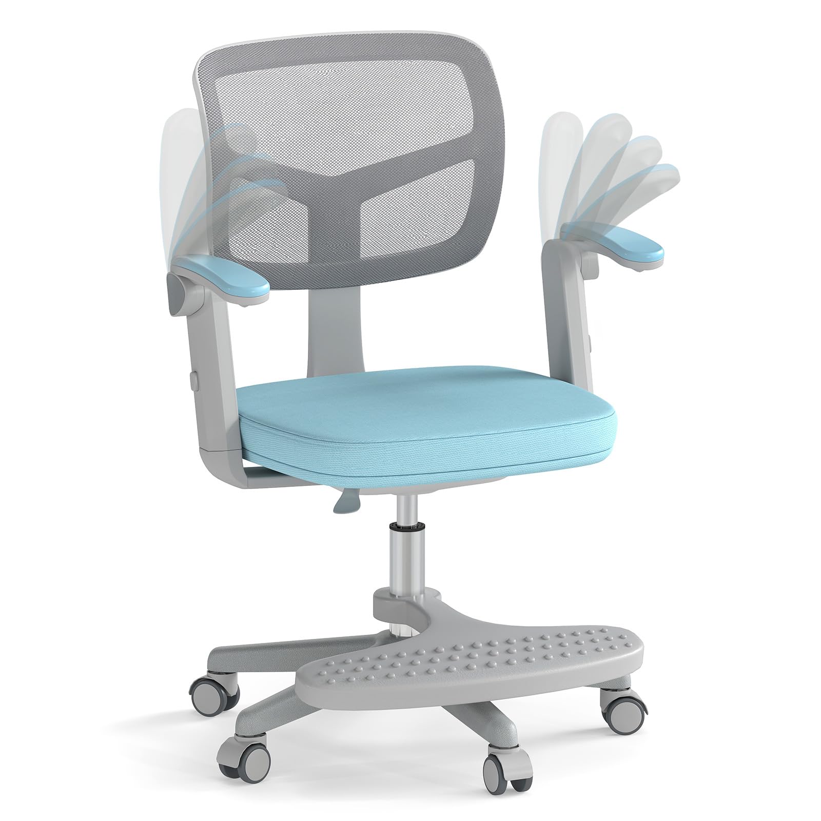 Student Ergonomic Computer Chair w/Adjustable Height, Swivel Rolling Kids Office Chair for 3-15