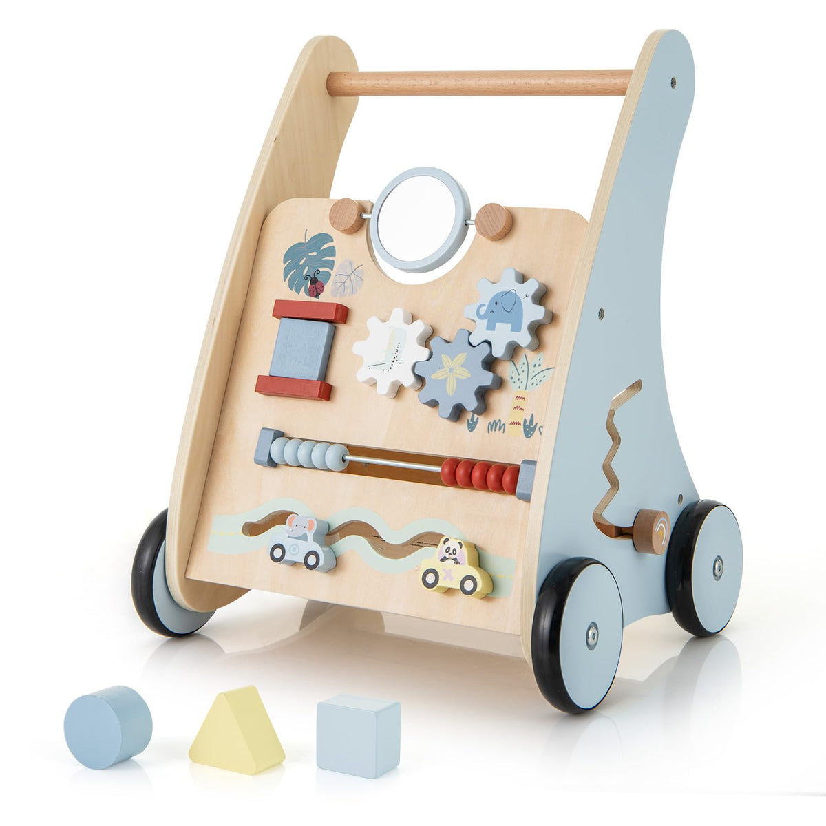 Wooden Baby Walker with Storage for Motor Skill Development