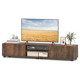 Modern TV Stand for up to 70" TVs, Minimalist Entertainment Center with 2 Doors & Open Shelves