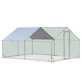 Large Spire-Shaped Chicken Coop, Galvanized Metal Hen House with Waterproof & Sun-protective Cover
