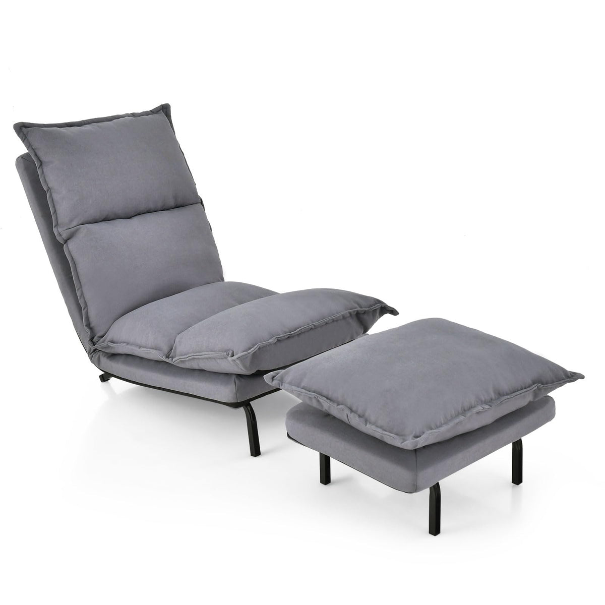 Giantex Modern Armless Accent Chair w/Ottoman
