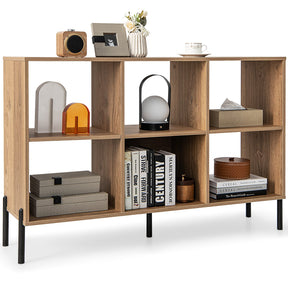 6-Cube Wooden Open Bookshelf with 5 Metal Legs