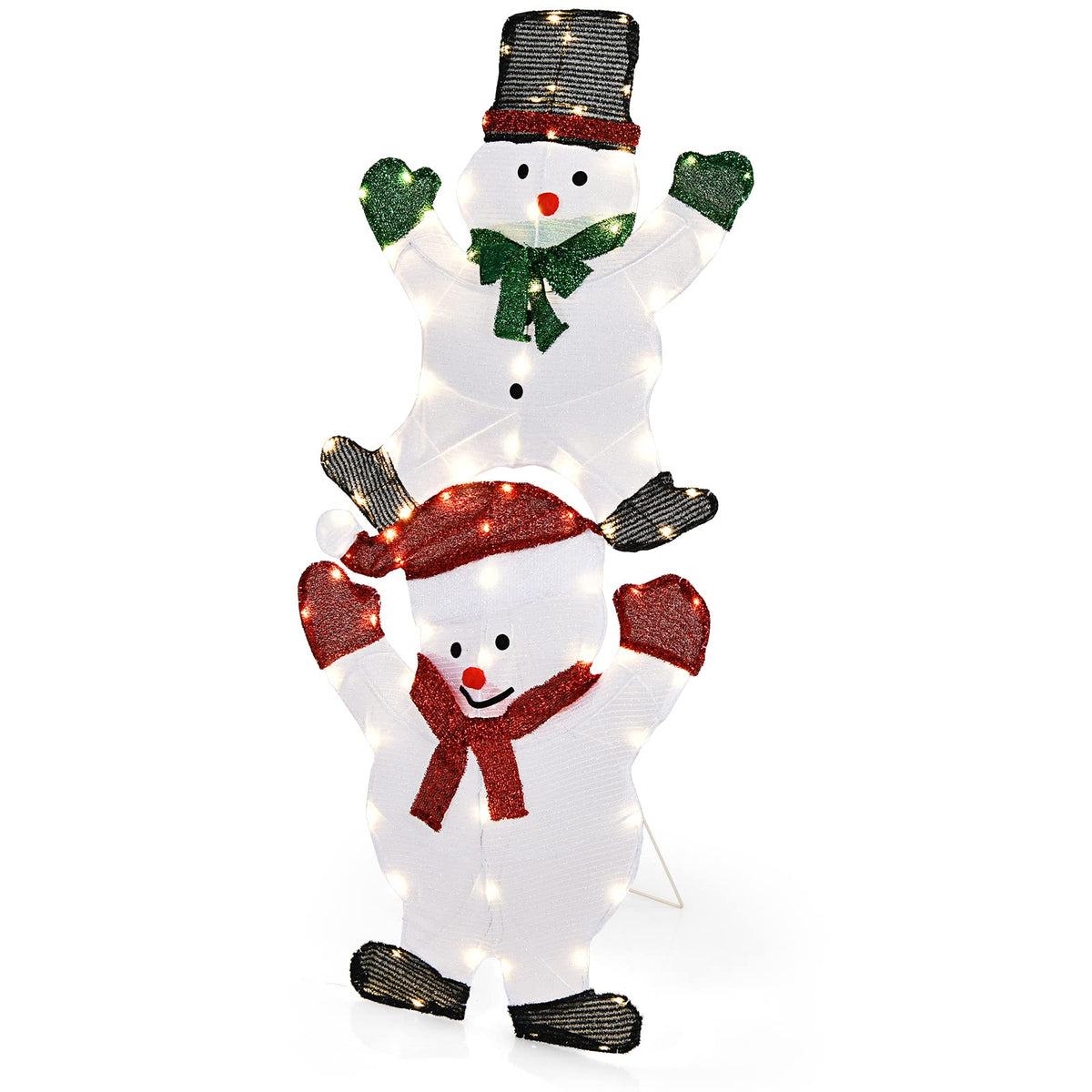 Christmas Santa Snowman, Lighted Pre-Lit LED Xmas Santa & Snowman