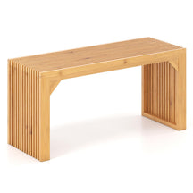 Bamboo Dining Bench, 90CM Long Entryway Bench, Indoor Outdoor Solid Wood Bench