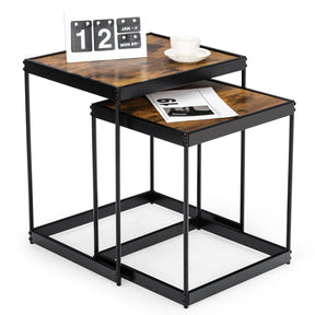 Giantex Nesting Coffee Tables, Set of 2 End Tables, Space Saving Design Side Tables