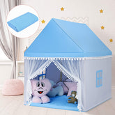 Kids Play Tent, Children Play House w/Solid Wood Frame & Cotton Mat