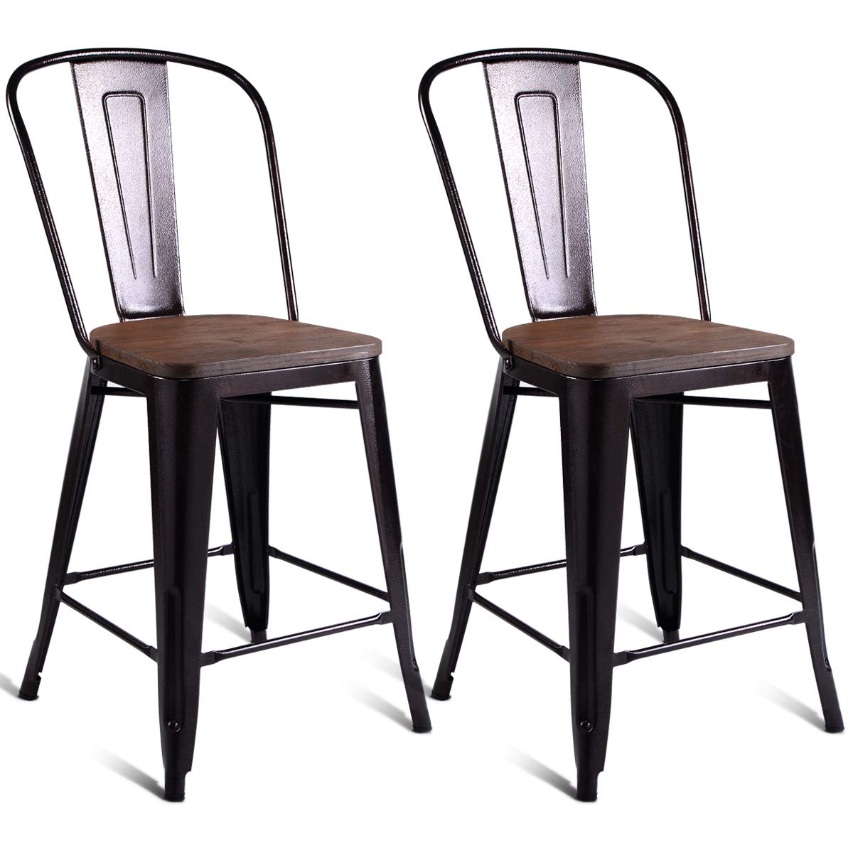 Giantex Metal Bar Stool Set of 2, Industrial Metal Chairs Set