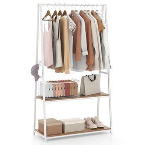 Giantex Clothes Rack w/ 2 Shelves & S Hooks