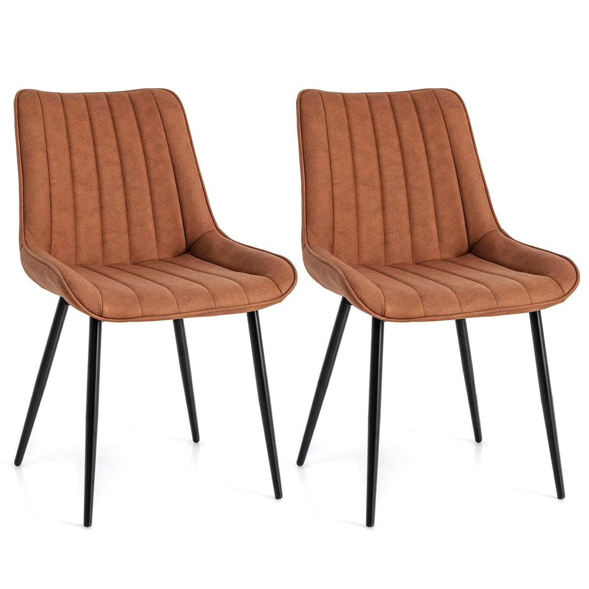 Giantex Dining Chair Set of 2, Faux-Leather Fabric Kitchen Dining Room Chairs, Upholstered Leisure Chairs w/Metal Legs