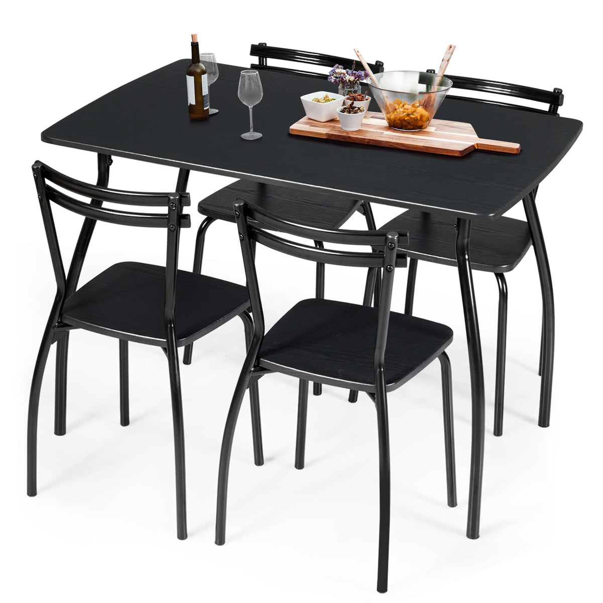 Giantex 5Pcs Dining Table Set, Rectangular Dining Table Furniture Set, Modern Dining Table and Chairs Set