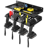Electric Drill Storage Rack, Wall Mounted Drill Holder & Floating Shelf, Power Tool Organizer