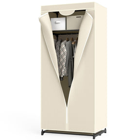 Fabric Wardrobe Portable Single Clothes Closet w/Hanging Rail