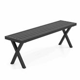 Patio Metal Bench, Heavy-Duty 2-Person Bench w/Slatted Seat & X Legs