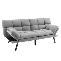 Convertible 3 Seater Sofa Bed, Memory Foam Futon Couch Bed w/Adjustable Backrest & Armrests