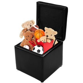40CM Cube Ottoman, Pouffe Storage Box Lounge Seat Footstools w/Hinge Top & Bottom Feet