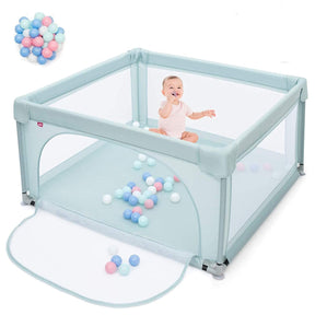 BABY JOY Baby Playpen Large Play Activity Center for Babies w/50 Balls, 2 Pull Rings