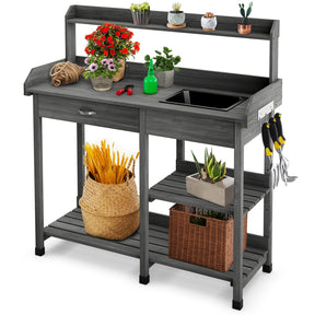 Giantex Garden Potting Bench Table, Wooden Potting Work Table