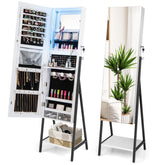 Giantex Freestanding Jewelry Cabinet, Lockable Floor Jewelry Armoire Organizer w/ Full-Length Mirror