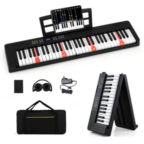 61-Key Foldable Piano Keyboard, Full-size Electronic Keyboard w/ MIDI & Split Function, Headphone & Sustain Pedal