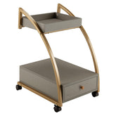 Giantex Rolling Side Table, 2-Tier End Table w/Drawer, C-Shaped Sofa Side Table, Grey & Gold