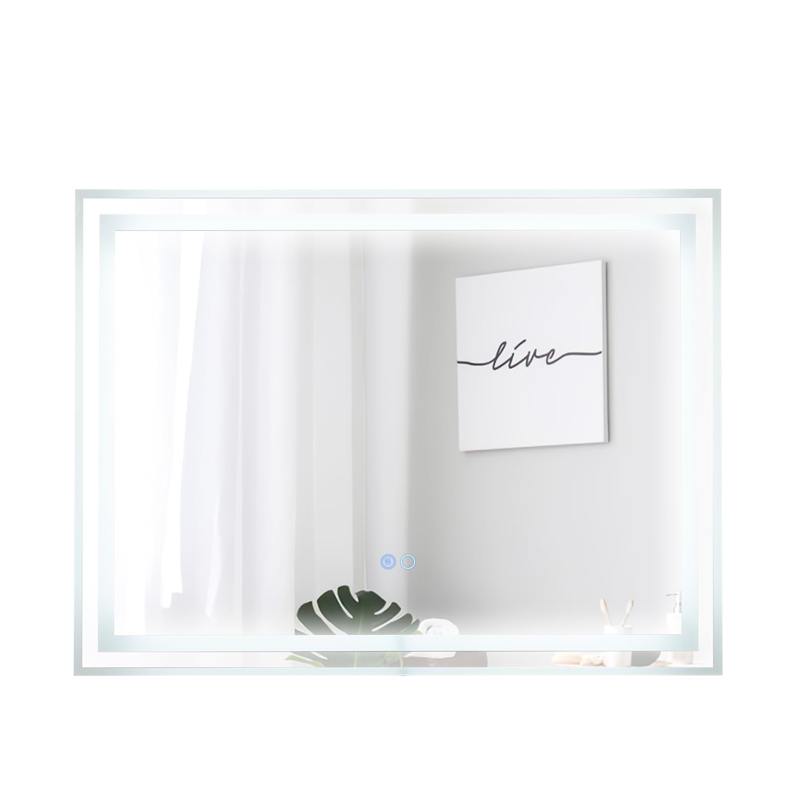 80 x 60 CM Rectangular LED Bathroom Mirror Wall-Mounted Mirror with 3-Color Dimmable Lights