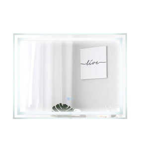 80 x 60 CM Rectangular LED Bathroom Mirror Wall-Mounted Mirror with 3-Color Dimmable Lights
