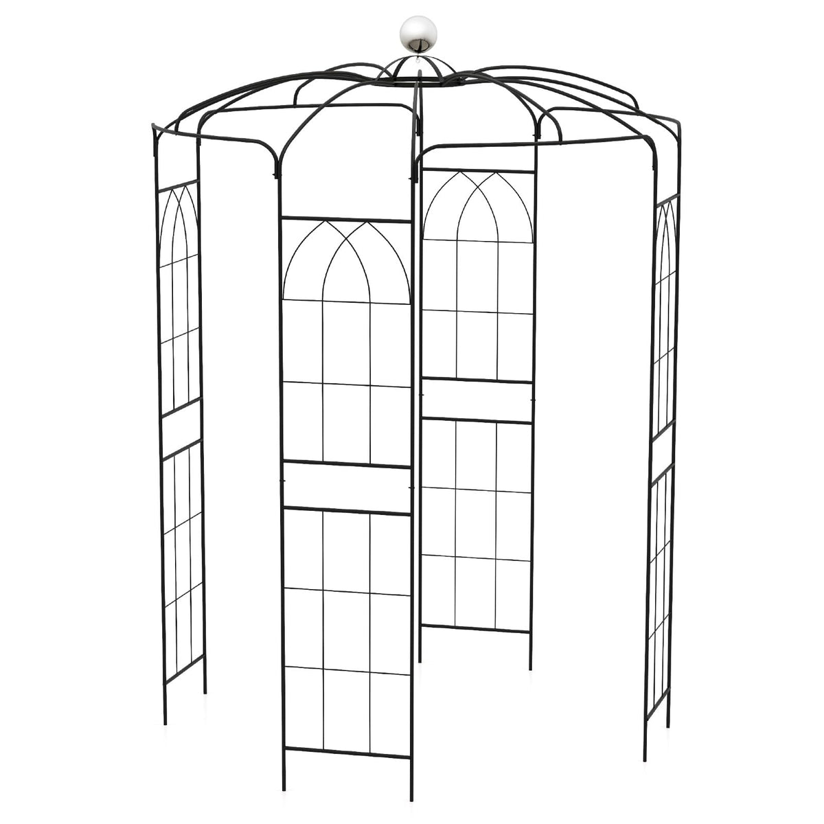 Birdcage Shape Arch,286 cm High x 206cm Wide, Heavy-Duty Wrought Metal Arbor for Climbing Plants
