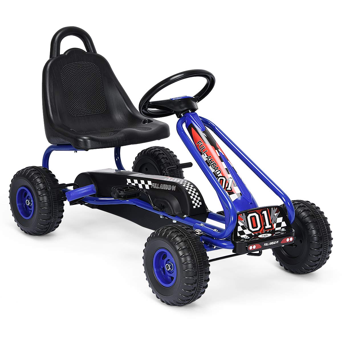 HONEY JOY Pedal Go Kart for Kids, 4 Wheel Pedal Powered Ride On