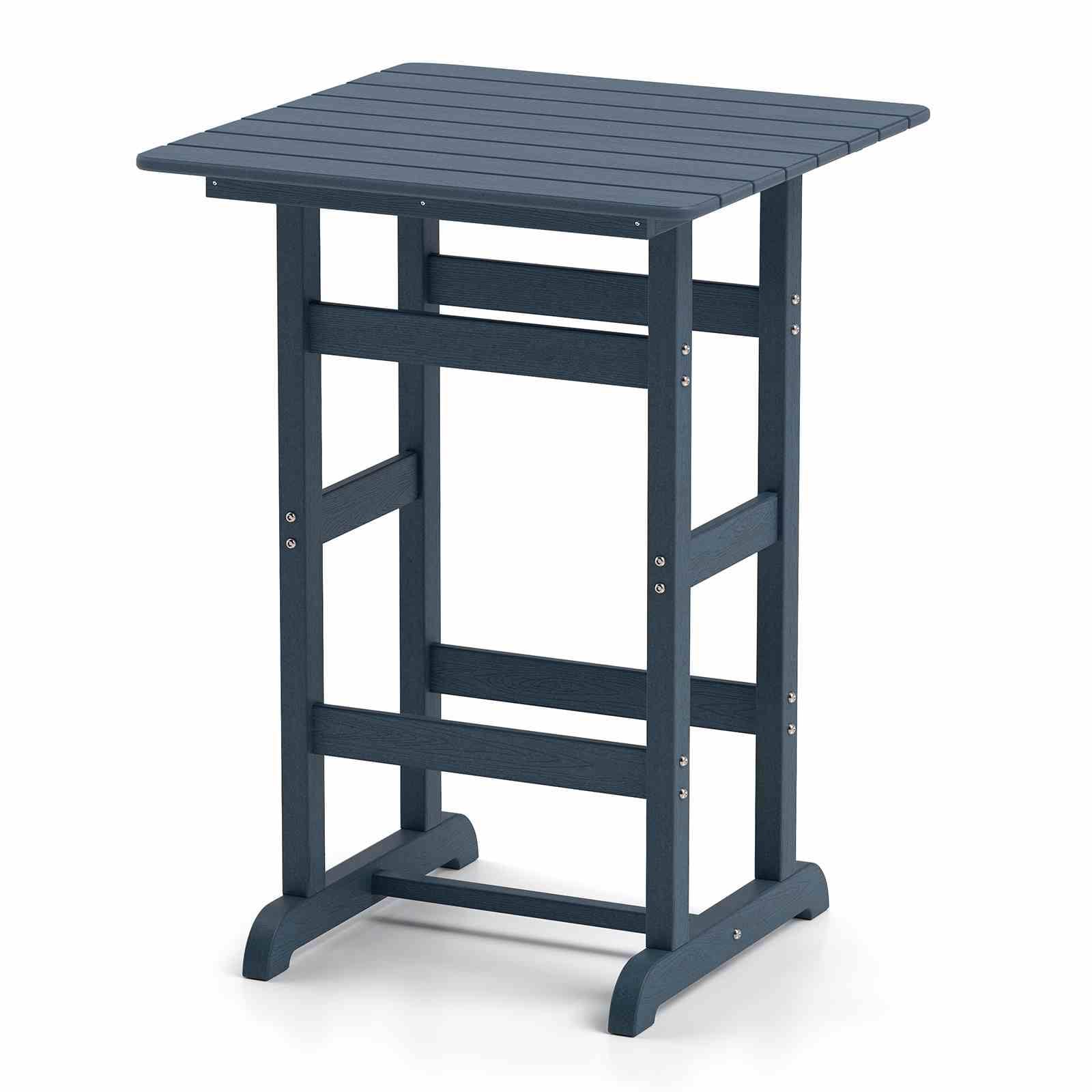 76cm x 76cm Square Bar Table, Patio HDPE Bar Height Dining Table w/Slatted Tabletop