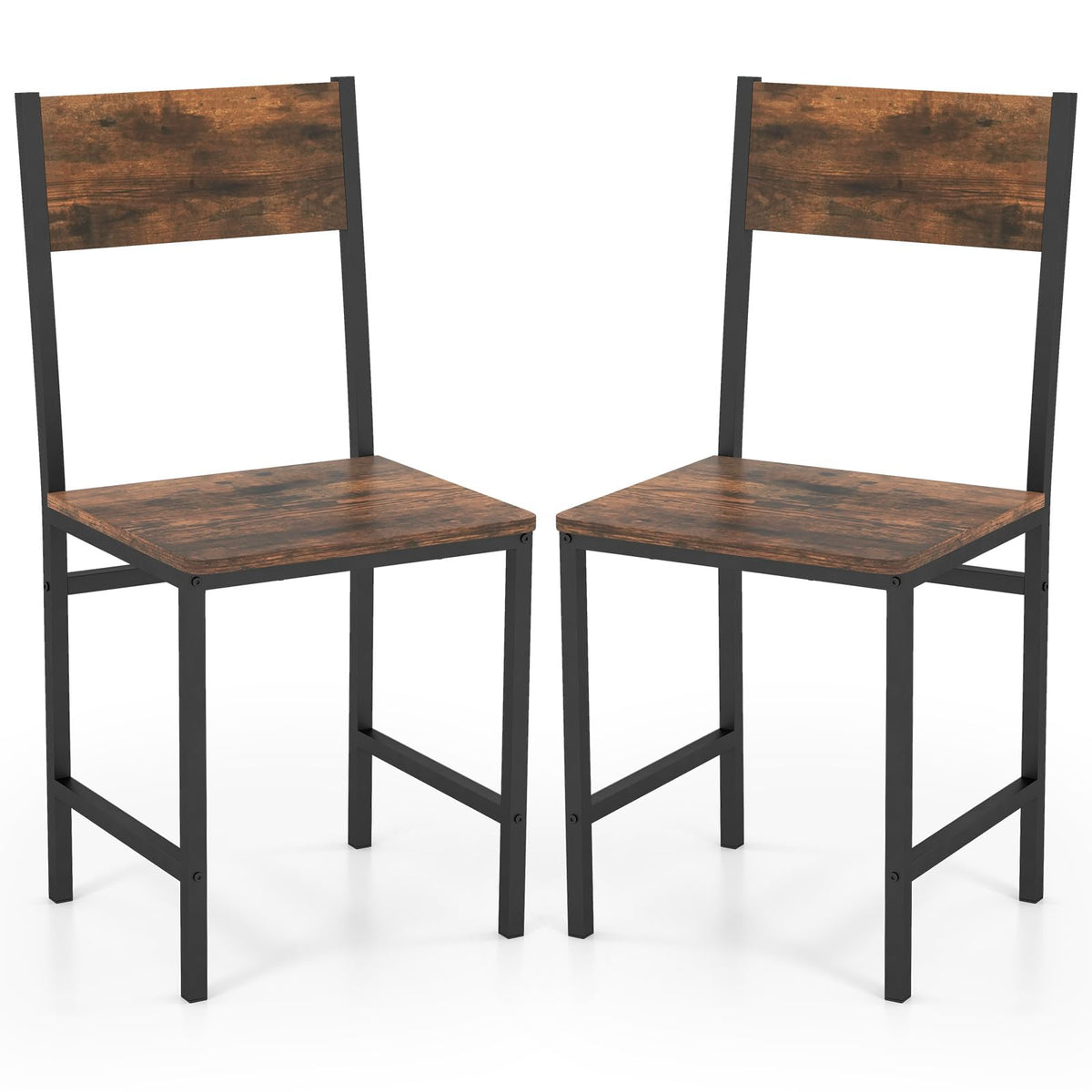 Dining Chairs Set of 2/4, Rustic Wood & Metal Frame