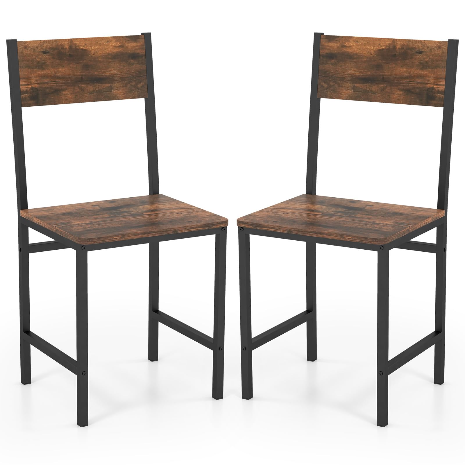 Dining Chairs Set of 2/4, Rustic Wood & Metal Frame