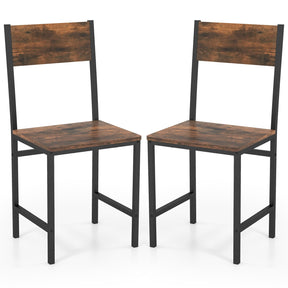 Dining Chairs Set of 2/4, Rustic Wood & Metal Frame