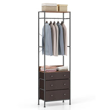 Freestanding Closet Organizer, Clothing Stand Dresser w/ 3-Position Hanging Rod & Storage Shelves