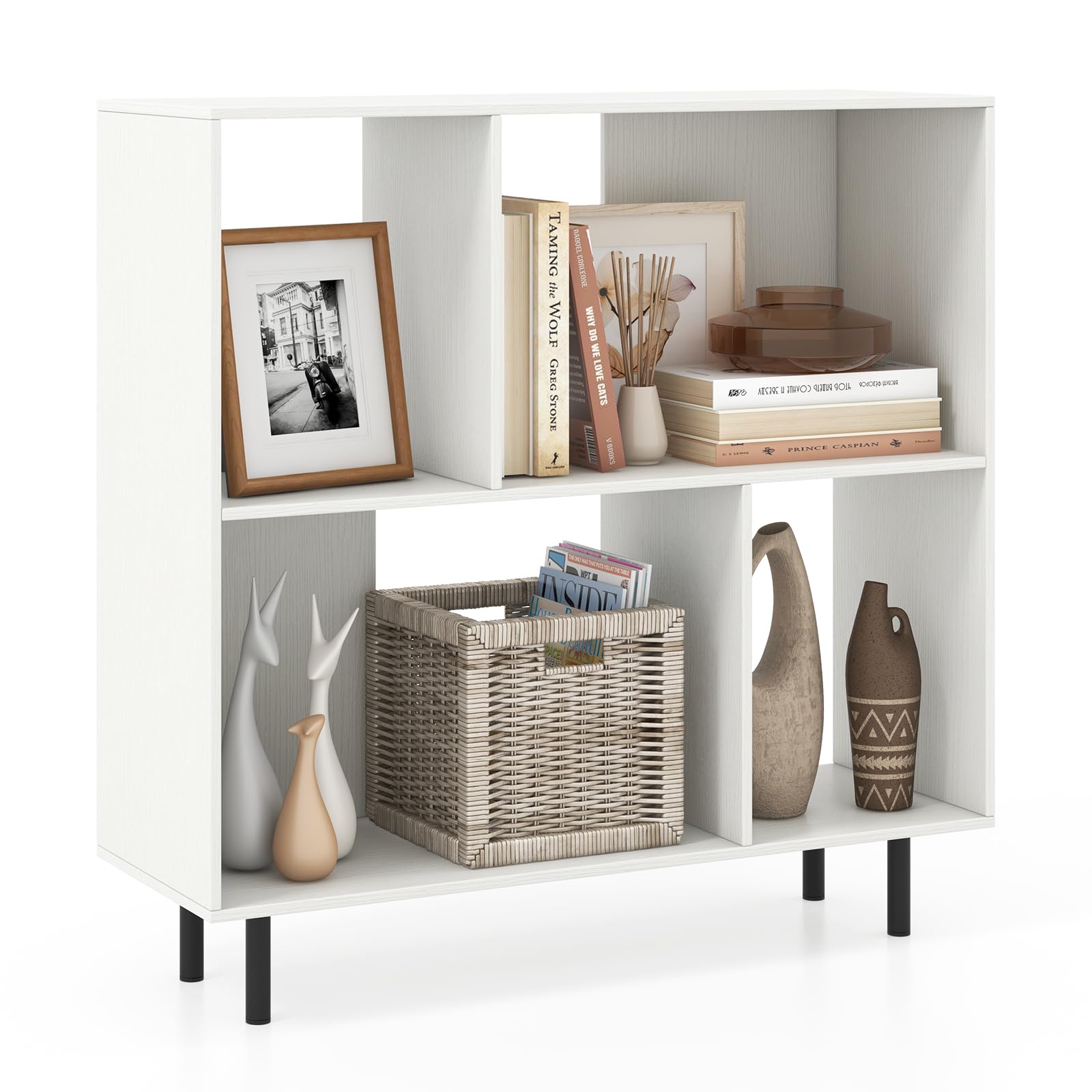 Open Shelf Bookcase Minimalist Cube Bookshelf Freestanding Book Display Rack