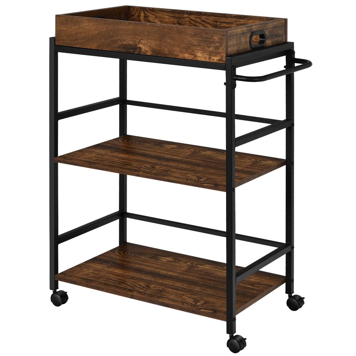 Giantex 3-Tier Kitchen Island Bar Cart, Industrial Serving Cart, Utility Trolley Wine Storage Cart