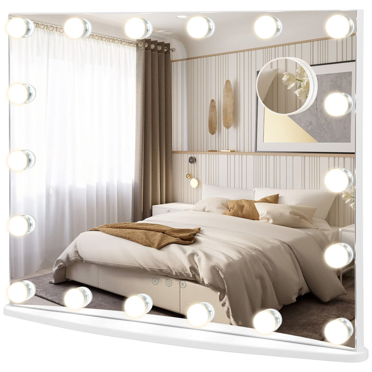Giantex 65cm Vanity Mirror with Lights, Large Makeup Mirror with 18 Dimmable LED Bulbs, Wall-Mounted