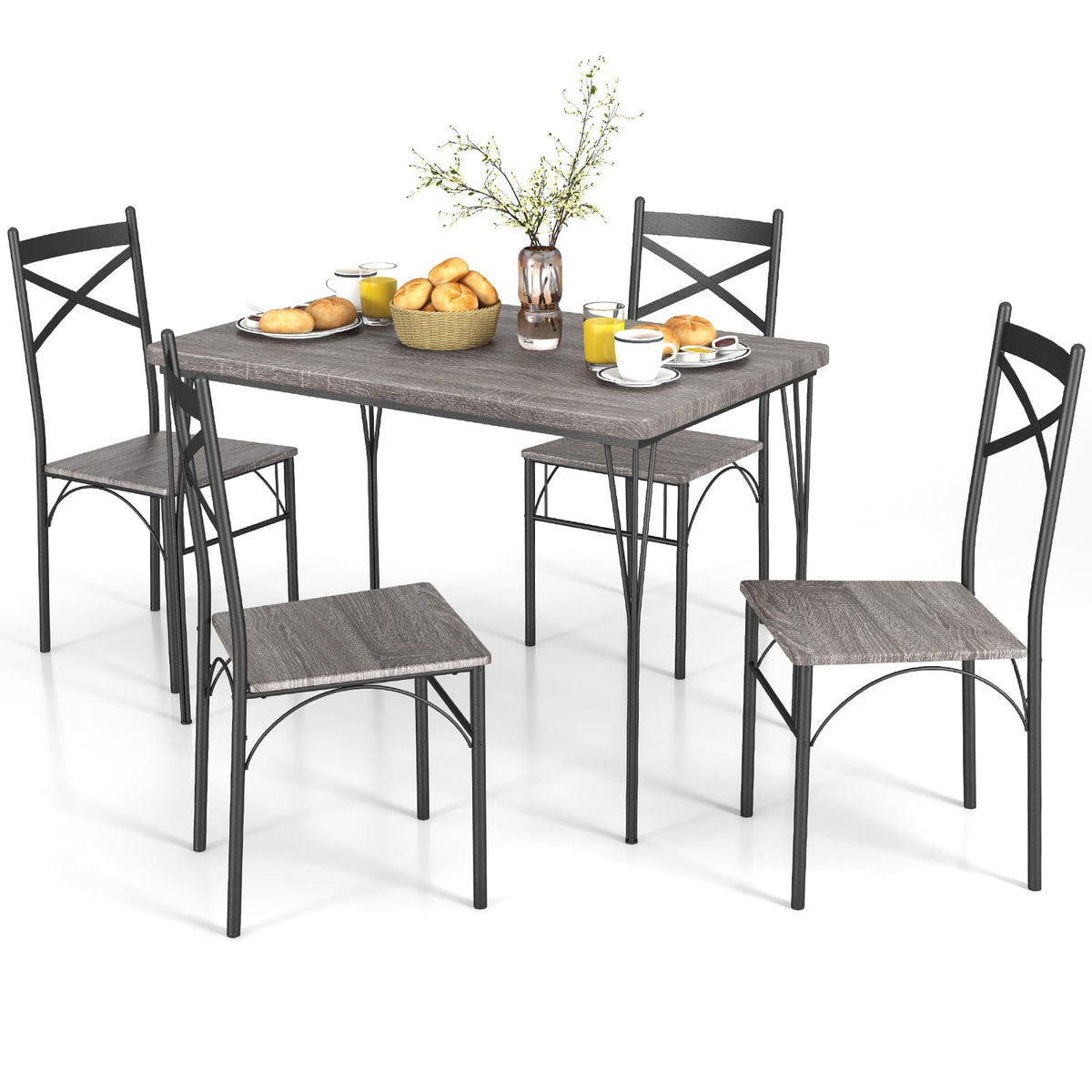 Giantex 5-Piece Dining Table Set, Modern Rectangular Dining Table & 4 Dining Chairs Set