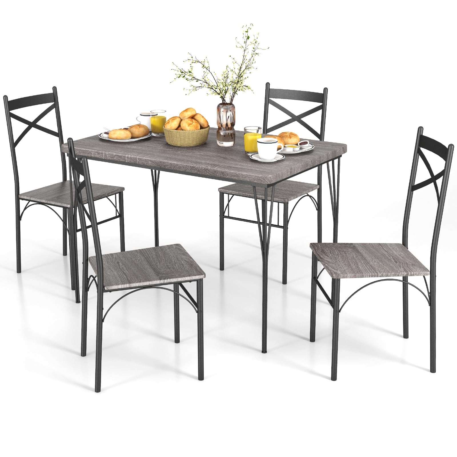 Giantex 5-Piece Dining Table Set, Modern Rectangular Dining Table & 4 Dining Chairs Set