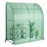 215 cm Portable Lean-to Walk-in Wall Greenhouse w/ Weatherproof PE Cover Outdoor