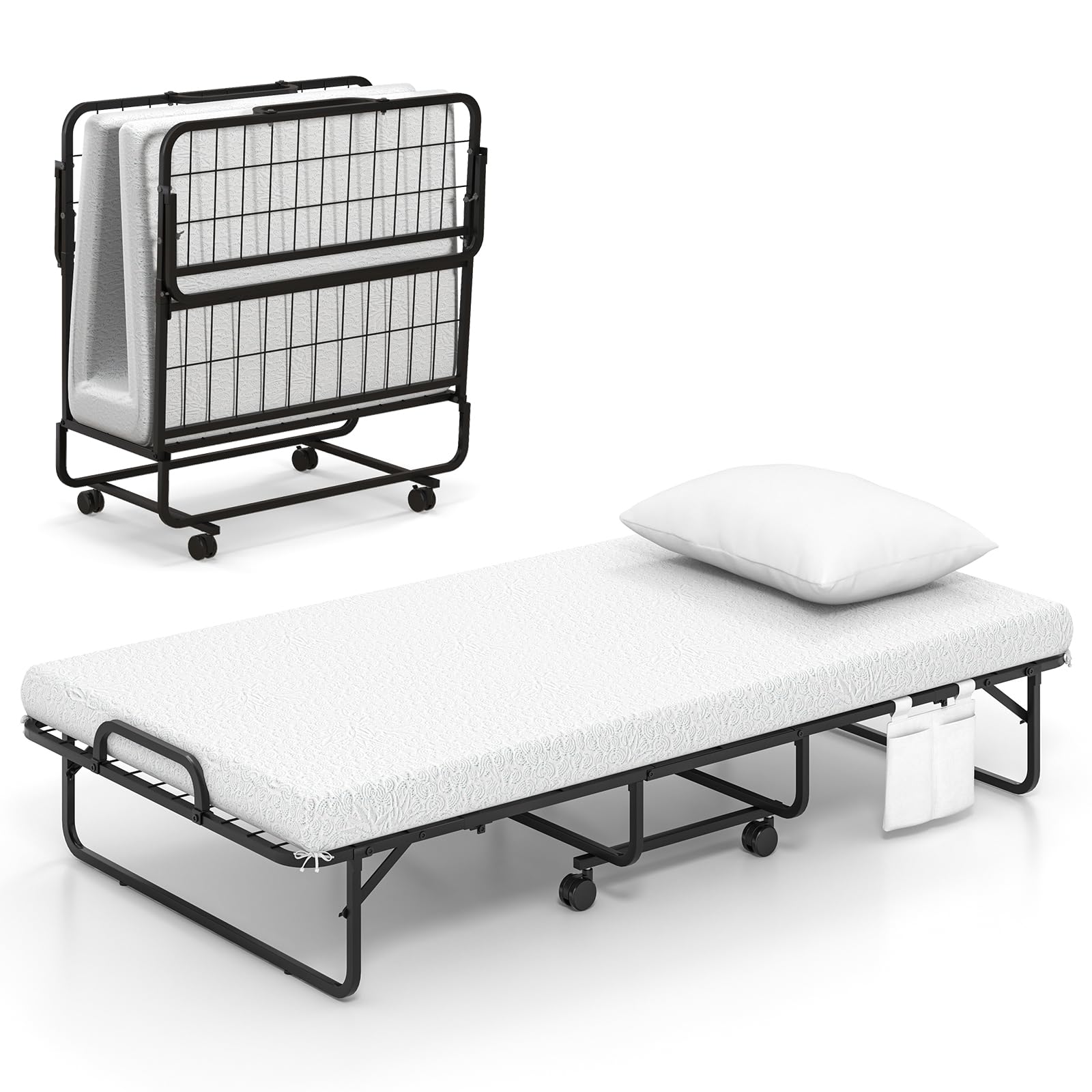 Single Size Folding Bed with Memory Foam Mattress & Pillow