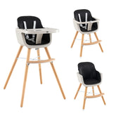 3 in 1 Wooden Convertible Baby High Chair with Removable Tray